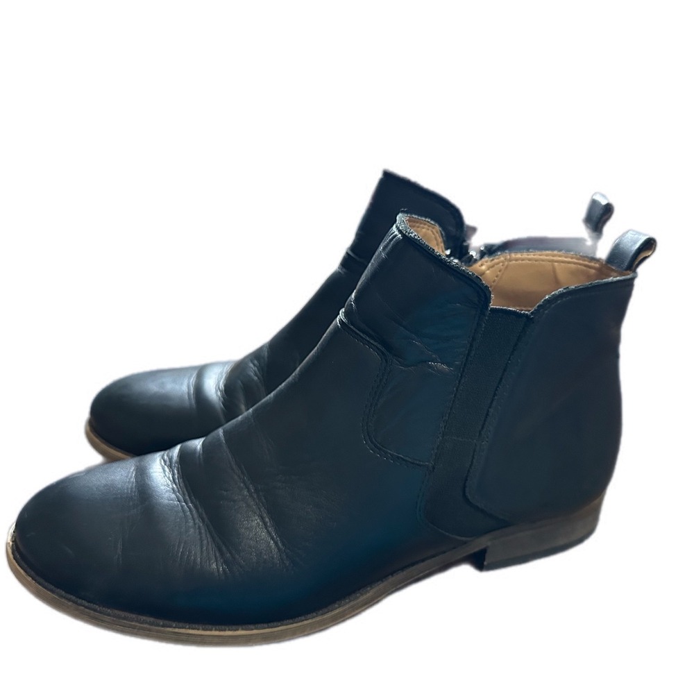 Black Leather Side Zip Chelsea Ankle Boots Women's Fashion Footwear size‎ 8.5 - Picture 2 of 10